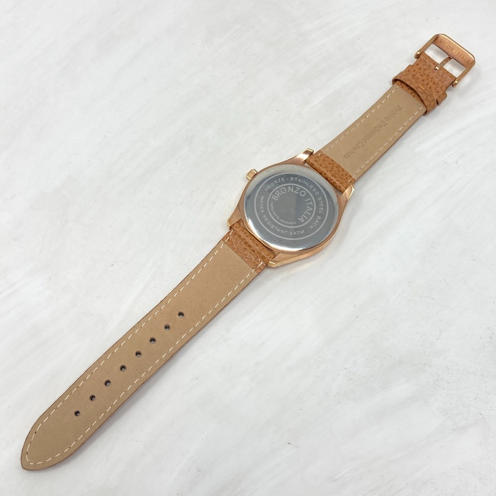 Bronzo Italia QVC Watch Women 39mm Rose Gold Tone Brown Leather Band New Battery - Picture 13 of 15